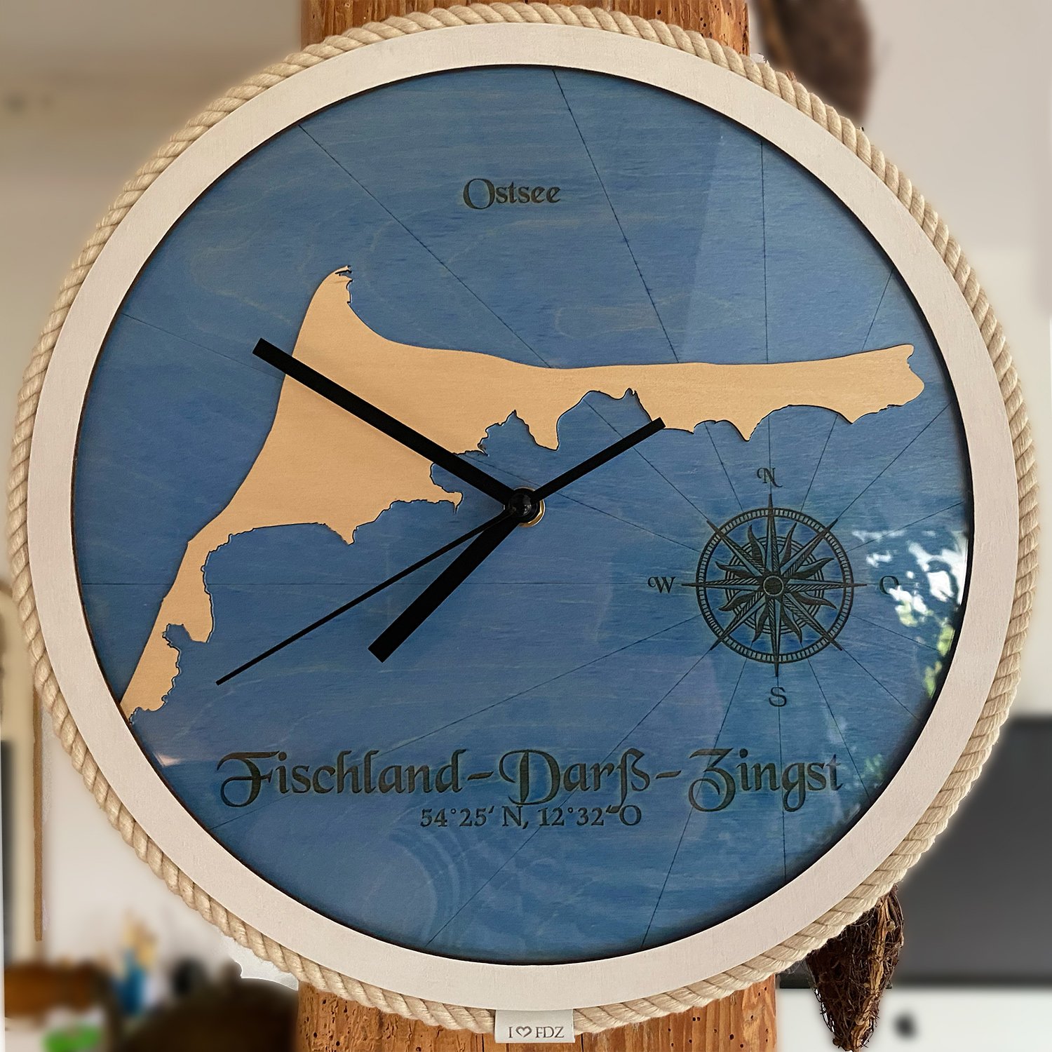 Wanduhr Fischland Darss Zingst Holz und Acrylglas