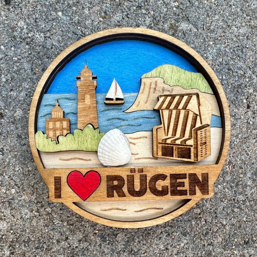 Kühlschrankmagnet "I ❤️ Rügen"