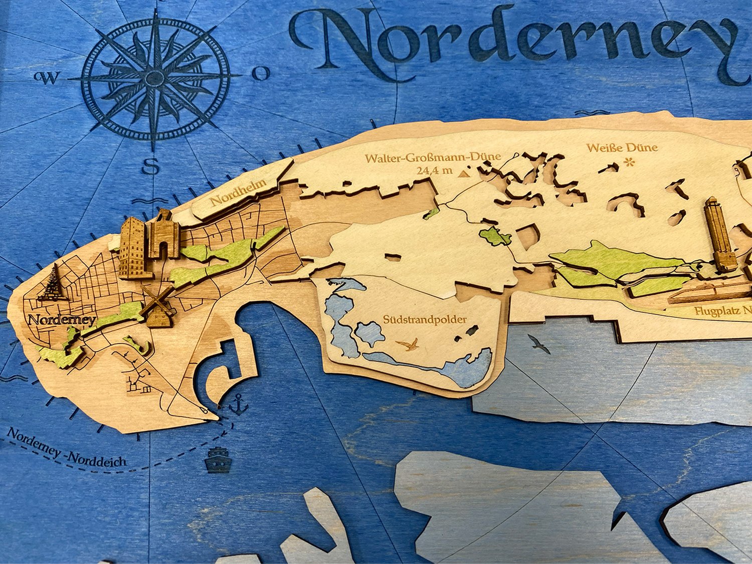 topografische Holzkarte Insel Norderney – Bild 3