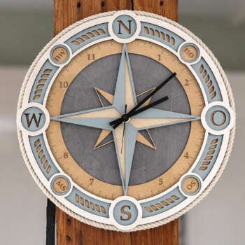 Wanduhr Komoass Windrose
